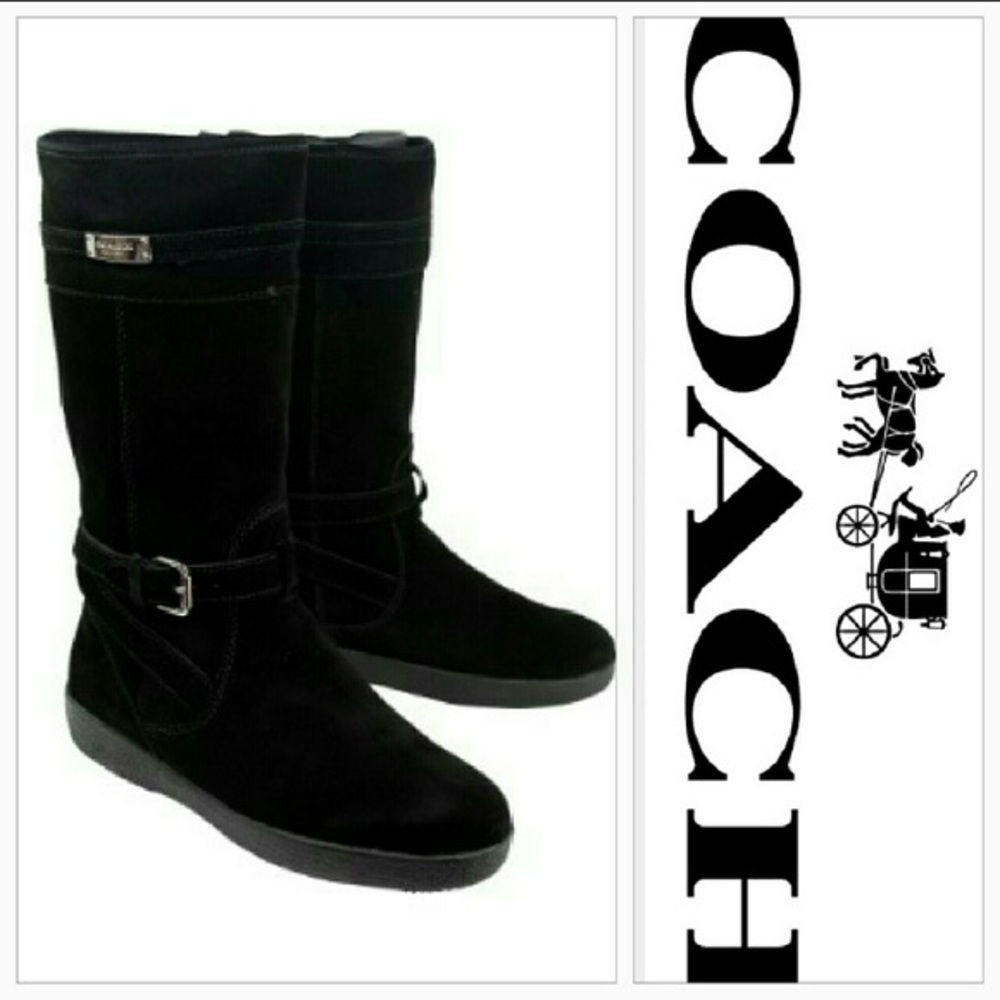 Black suede Coach boots